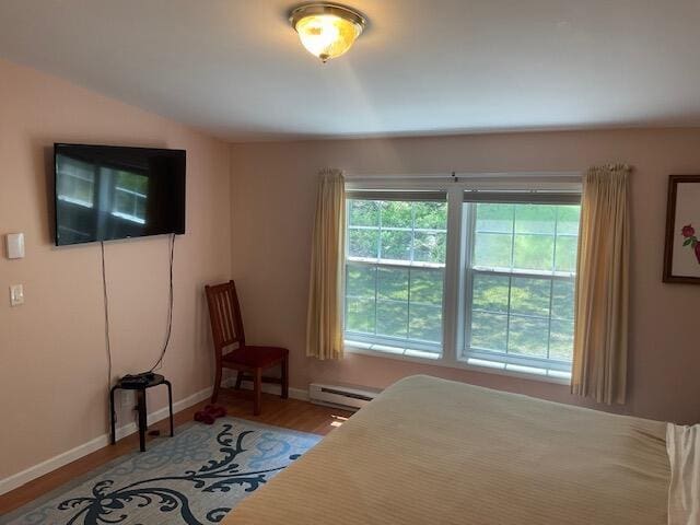 3124 Bluebird Dr, Bushkill, PA 18324 - bedroom with a baseboard radiator and light wood-type flooring