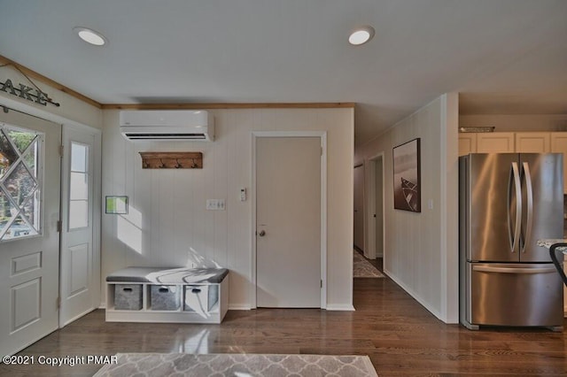 36 Maplewood Rd, Lake Harmony, PA 18624 - foyer with a wall unit AC, wood finished floors, and recessed lighting