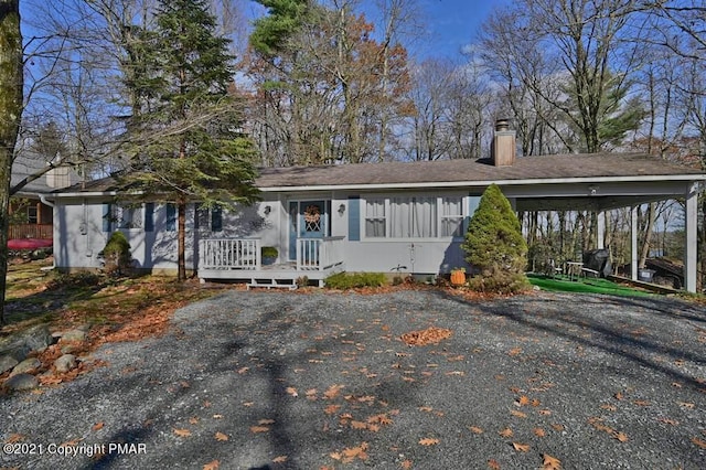 36 Maplewood Rd, Lake Harmony, PA 18624 - view of front of home featuring a chimney