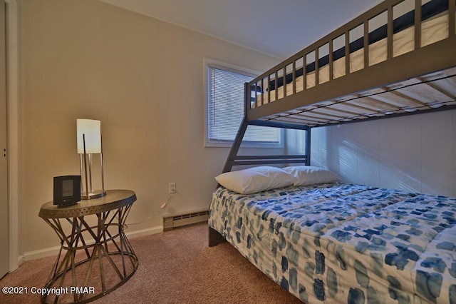 36 Maplewood Rd, Lake Harmony, PA 18624 - bedroom with a baseboard heating unit, carpet, and baseboards