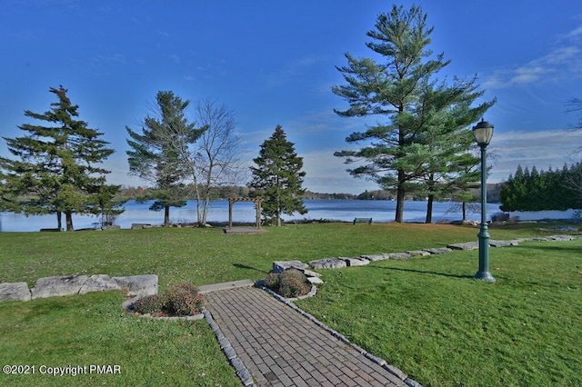 36 Maplewood Rd, Lake Harmony, PA 18624 - view of green lawn featuring a water view