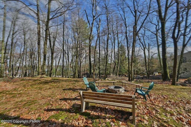 36 Maplewood Rd, Lake Harmony, PA 18624 - view of yard featuring an outdoor fire pit