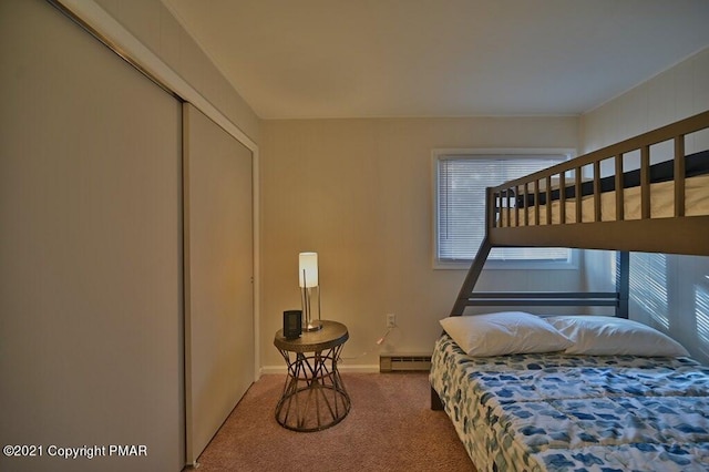 36 Maplewood Rd, Lake Harmony, PA 18624 - bedroom featuring a baseboard radiator, carpet, and baseboards
