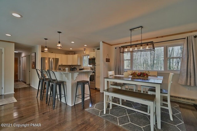 36 Maplewood Rd, Lake Harmony, PA 18624 - dining space featuring dark wood-type flooring and recessed lighting