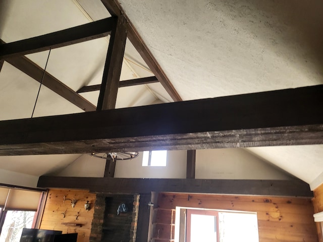 216 Buckhorn Ln, Cresco, PA 18326 - detailed view of beamed ceiling and wood walls