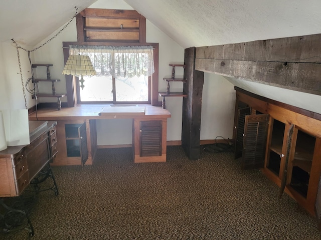 216 Buckhorn Ln, Cresco, PA 18326 - office area featuring vaulted ceiling and a textured ceiling