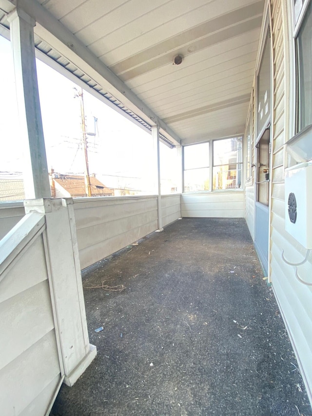 view of unfurnished sunroom