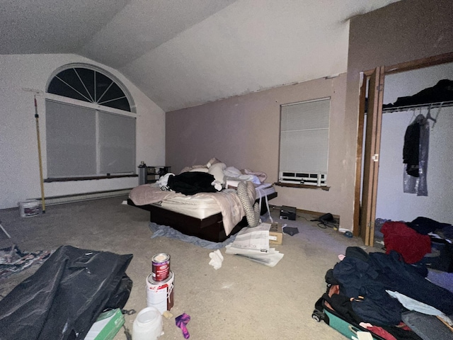 bedroom with vaulted ceiling