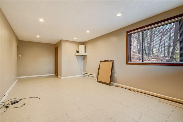 154 Elgin Way, Bushkill, PA 18324 - interior space featuring baseboards, a baseboard radiator, and recessed lighting