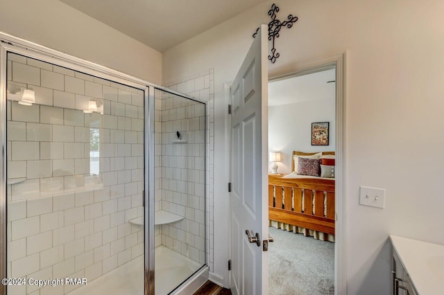 bathroom featuring a stall shower and ensuite bath