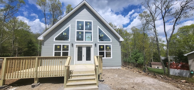 251 Bellingham Dr, Bushkill, PA 18324 - view of front of house featuring french doors and a deck
