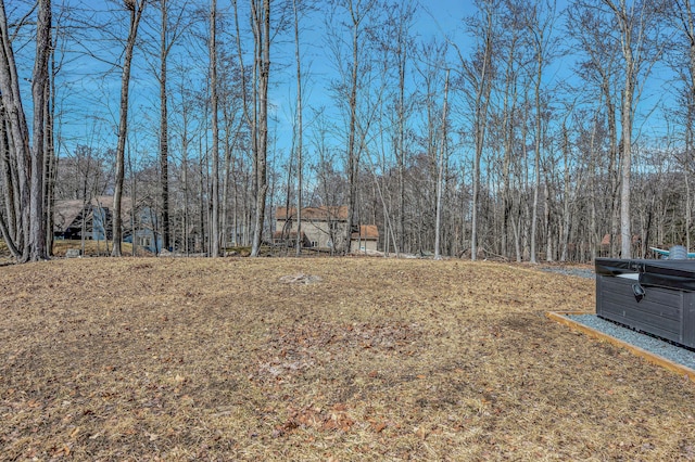 view of yard featuring a wooded view