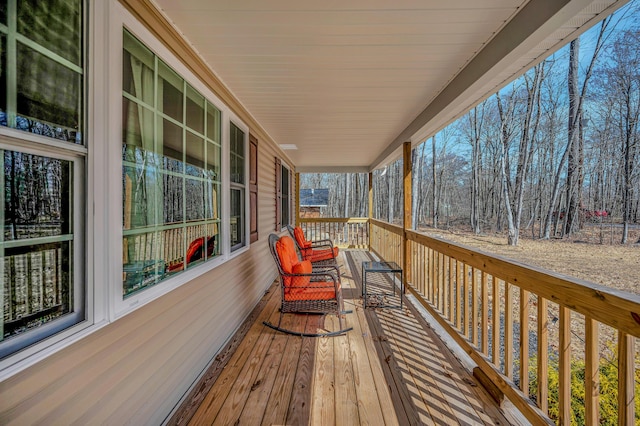 wooden deck with covered porch