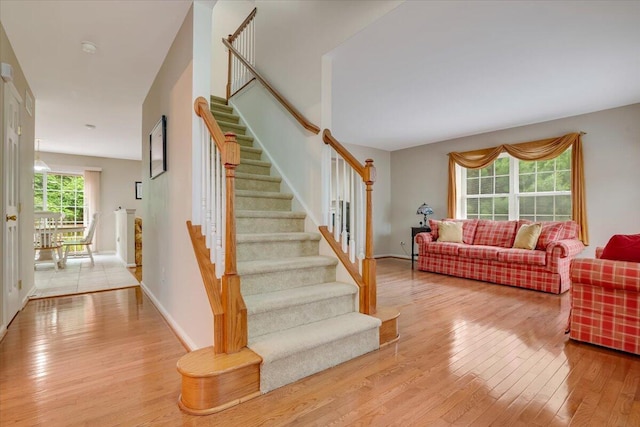706 Franklin Ct, East Stroudsburg, PA 18302 - stairway featuring hardwood / wood-style flooring and baseboards