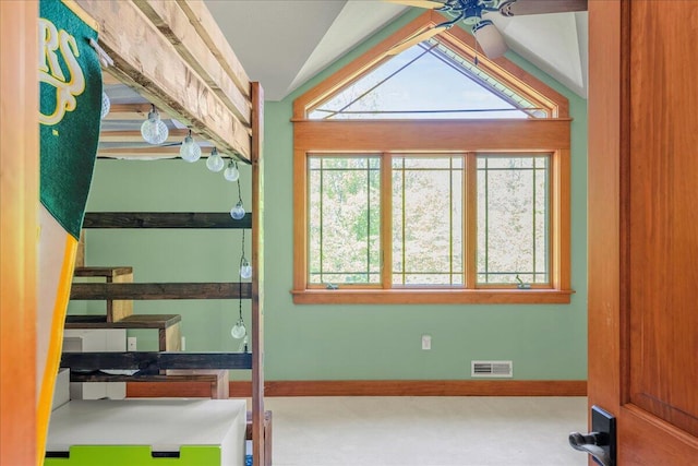44 Watawga Way W, Gouldsboro, PA 18424 - unfurnished bedroom featuring lofted ceiling, carpet floors, multiple windows, and baseboards