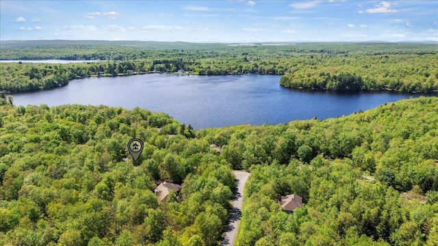 44 Watawga Way W, Gouldsboro, PA 18424 - aerial view of a heavily wooded area and a large body of water