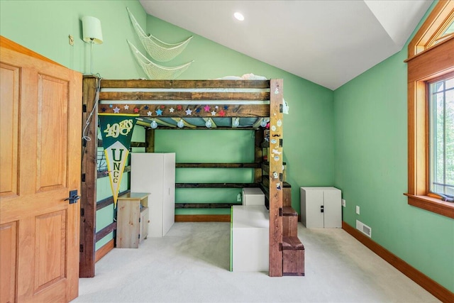 44 Watawga Way W, Gouldsboro, PA 18424 - carpeted bedroom featuring vaulted ceiling