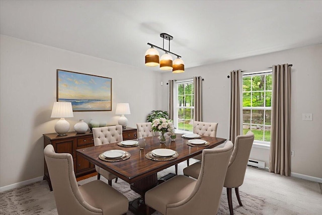 2615 Vista Dr, Blakeslee, PA 18610 - dining area with light colored carpet and baseboard heating