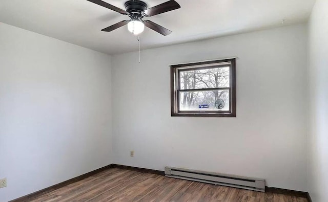 1019 Jackson View Rd, Stroudsburg, PA 18360 - spare room with baseboard heating, wood finished floors, ceiling fan, and baseboards