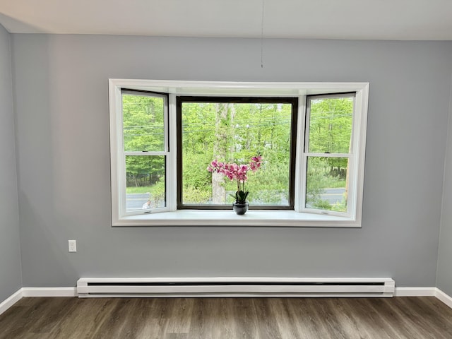 1223 Coolbaugh Rd, East Stroudsburg, PA 18302 - empty room with baseboards, wood finished floors, and a baseboard radiator