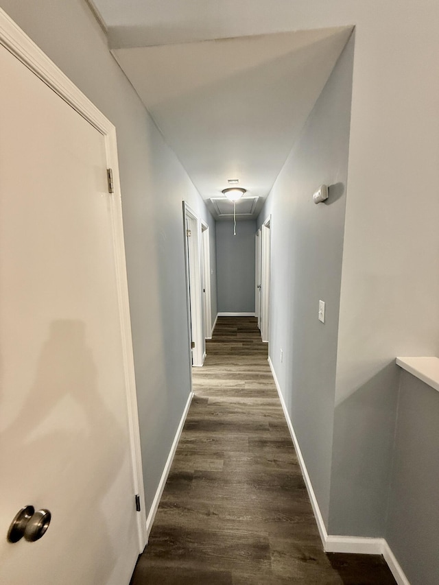 1223 Coolbaugh Rd, East Stroudsburg, PA 18302 - corridor featuring attic access, wood finished floors, and baseboards
