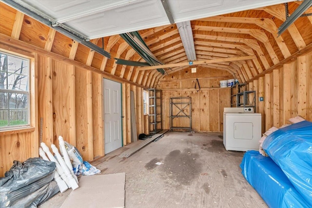 storage featuring a garage and washer / clothes dryer