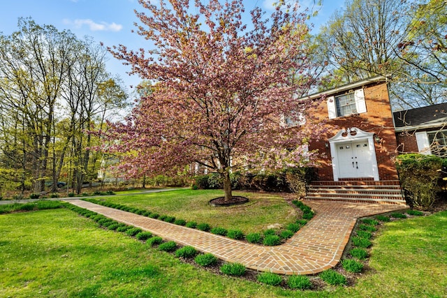 127 Ladderback Ln, Cresco, PA 18326 - view of front of home with a front yard and brick siding