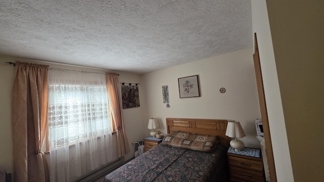 bedroom with a textured ceiling