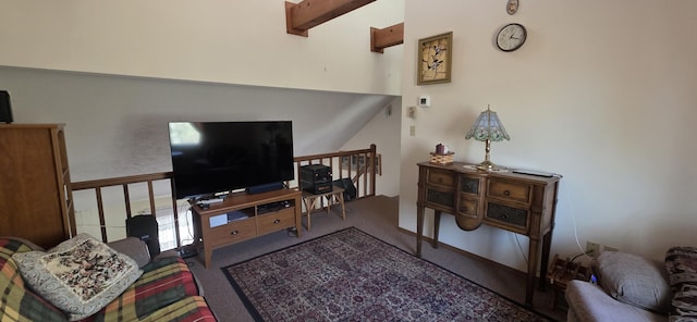 living area with carpet