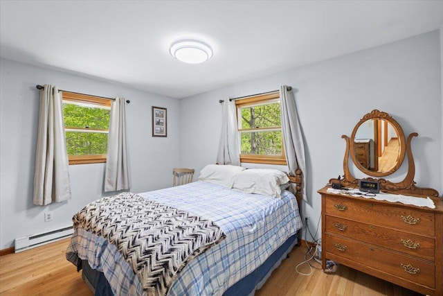 126 Keystone Ln, Tobyhanna, PA 18466 - bedroom with a baseboard radiator, multiple windows, and wood finished floors