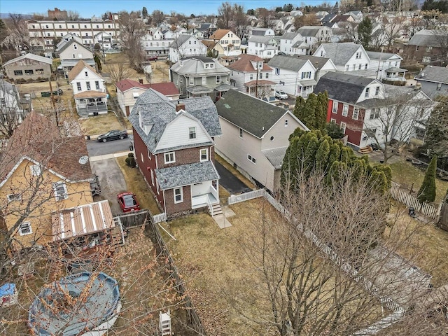 birds eye view of property with a residential view