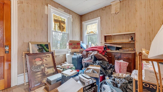 misc room with wooden walls