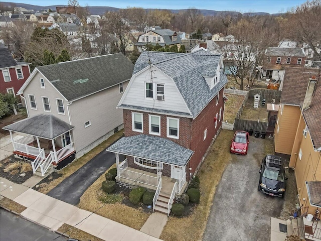 aerial view with a residential view