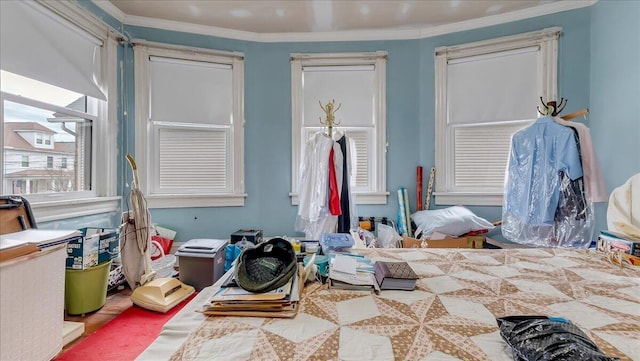 bedroom featuring ornamental molding