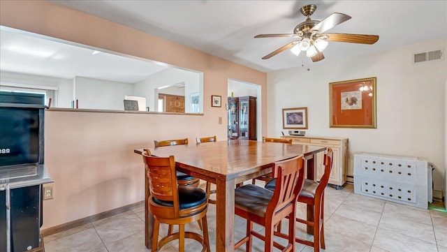 205 Flatbrook Way, Milford, PA 18337 - dining space featuring light tile patterned floors, visible vents, and ceiling fan