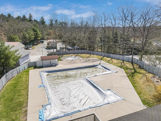 205 Flatbrook Way, Milford, PA 18337 - view of pool featuring a lawn, a view of trees, and fence