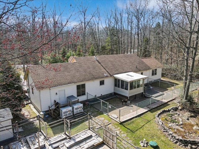205 Flatbrook Way, Milford, PA 18337 - back of property with a gate, a fenced backyard, and a sunroom