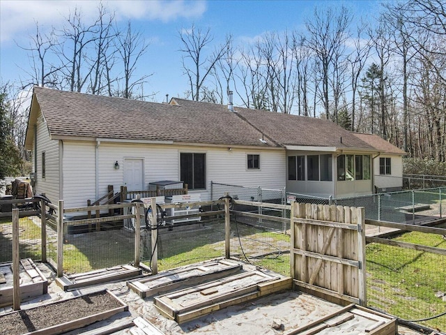 205 Flatbrook Way, Milford, PA 18337 - back of house with a gate, a fenced backyard, a yard, and a sunroom