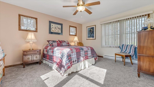 205 Flatbrook Way, Milford, PA 18337 - bedroom featuring baseboards, baseboard heating, ceiling fan, and carpet flooring