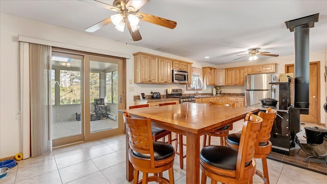 205 Flatbrook Way, Milford, PA 18337 - dining area featuring light tile patterned floors and a ceiling fan