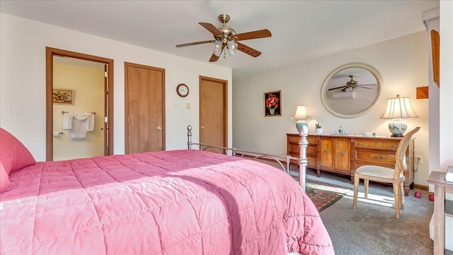 205 Flatbrook Way, Milford, PA 18337 - carpeted bedroom with a ceiling fan and ensuite bathroom