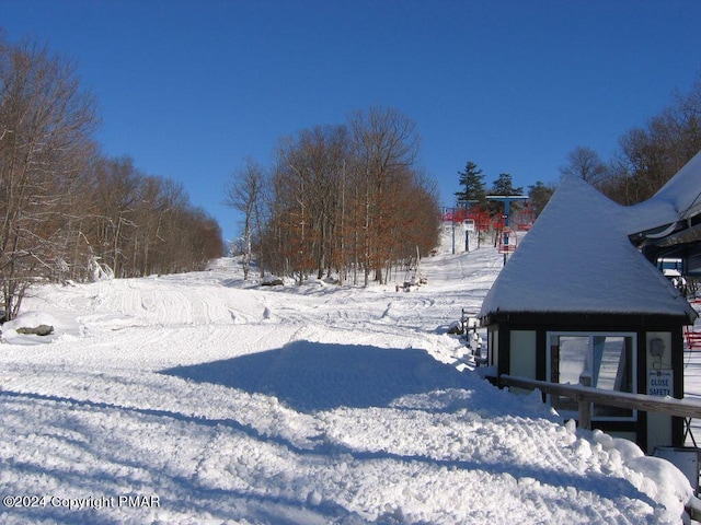 view of yard covered in snow