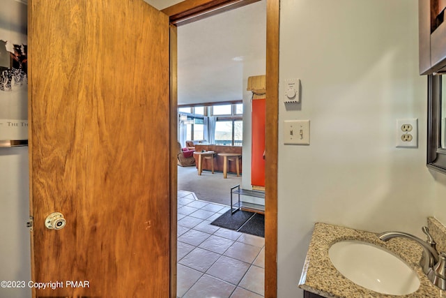 296 Overlook Way, Tannersville, PA 18372 - bathroom with tile patterned floors and vanity