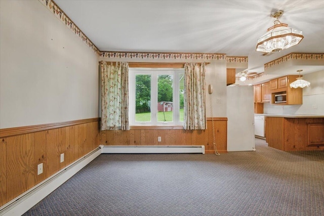 20 Cleveland Ave, East Bangor, PA 18013 - unfurnished room with wainscoting, wood walls, and carpet floors