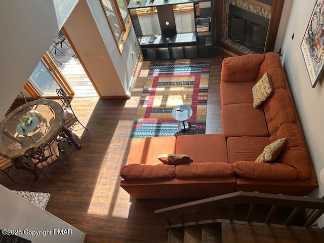 living area with wood finished floors