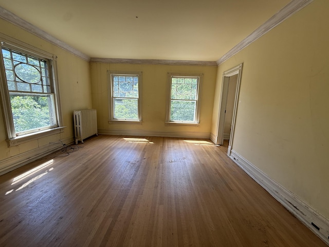 712 Thomas St, Stroudsburg, PA 18360 - unfurnished room with radiator, crown molding, wood finished floors, healthy amount of natural light, and baseboards