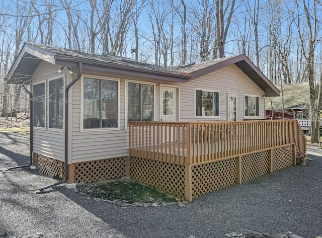 144 Beech Ln, Pocono Lake, PA 18347 - rear view of property featuring a deck and roof with shingles