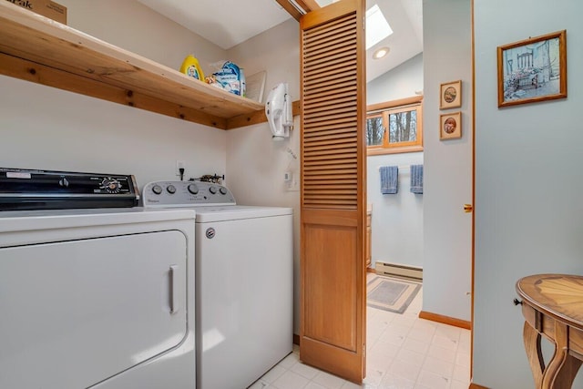 144 Beech Ln, Pocono Lake, PA 18347 - laundry area featuring washer and clothes dryer and baseboard heating