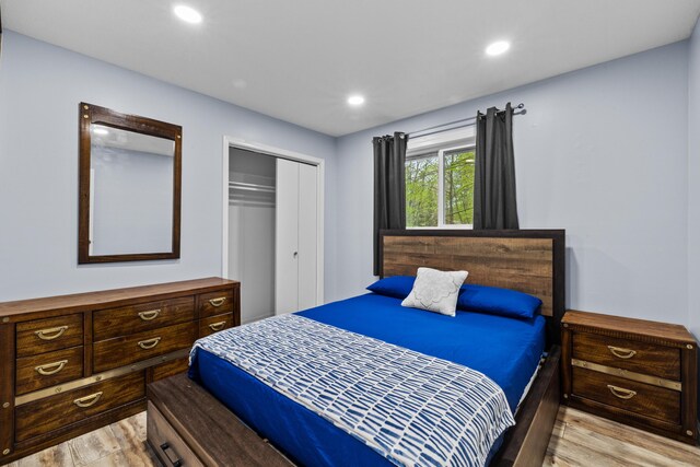 19 Conservancy Ct, Gouldsboro, PA 18424 - bedroom with light wood-style floors, a closet, and recessed lighting