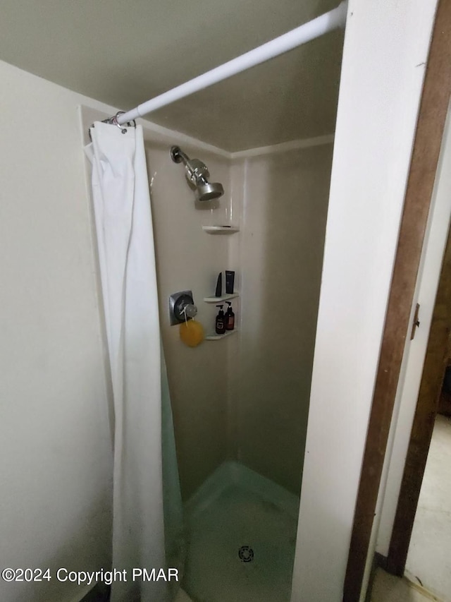 bathroom with a stall shower